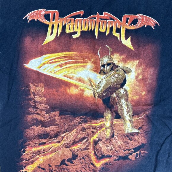 Vintage Dragon Force Power Metal Band Tour T Shirt Size Small Black Anvil Y2K - Picture 2 of 9